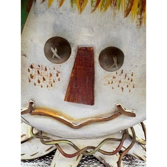 Scarecrow Metal Straw Hair Wood Nose Nut eyes RARE - Picture 2 of 10